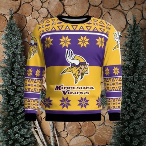 Minnesota Vikings Logo Big Snowflake Pattern Ugly Christmas Sweater