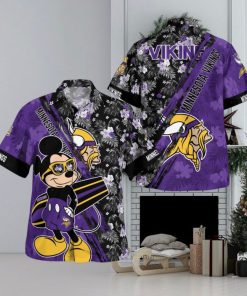 Minnesota Vikings Mickey Mouse Floral Short Sleeve Hawaii Shirt