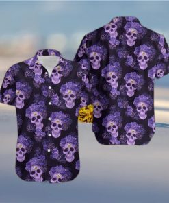 Minnesota Vikings Mystery Skull And Flower Funny Hawaiian Shirt Gift Halloween