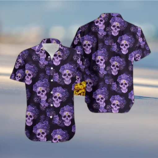 Minnesota Vikings Mystery Skull And Flower Funny Hawaiian Shirt Gift Halloween