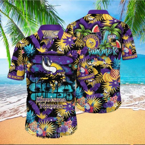 Minnesota Vikings NFL Flower Classic All Over Print Hawaiian Shirt