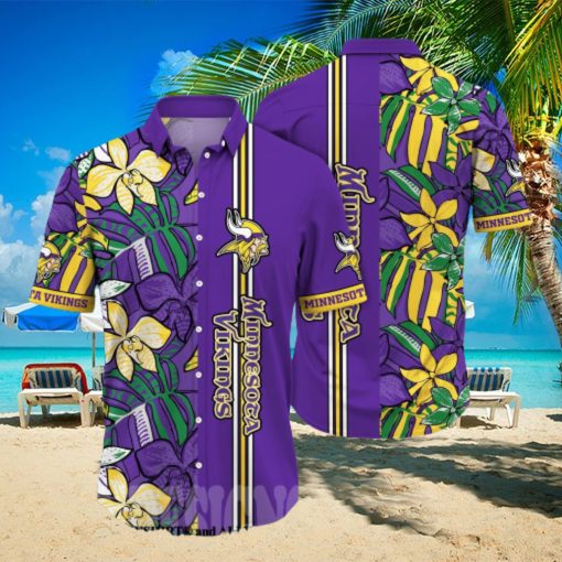 Minnesota Vikings NFL Flower Full Printed 3D Hawaiian Shirt