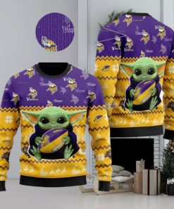 Minnesota Vikings NFL Star Wars Baby Yoda Knitted Christmas Sweater AOP Holiday