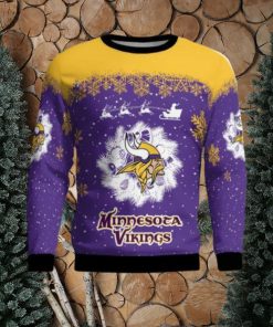 Minnesota Vikings Santa sleigh driving reindeer Pattern Ugly Christmas Sweater