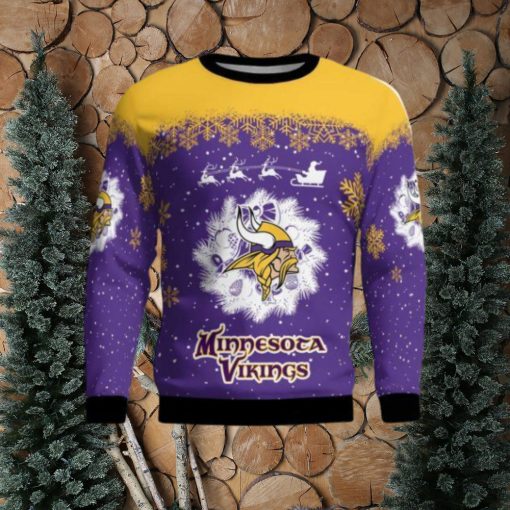 Minnesota Vikings Santa sleigh driving reindeer Pattern Ugly Christmas Sweater