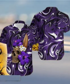 Minnesota Vikings Skull And Flower Halloween Hawaiian Shirt For Men And Women