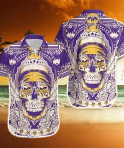 Minnesota Vikings Skull Nfl Hawaiian Shirt For Fans