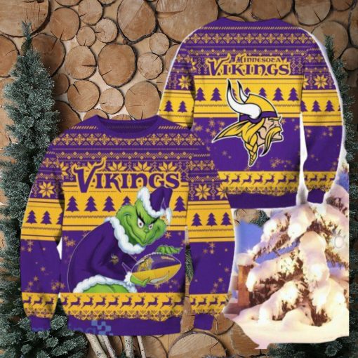 Minnesota Vikings Ugly Grinch Christmas Sweater For Fans Funny Christmas Gift