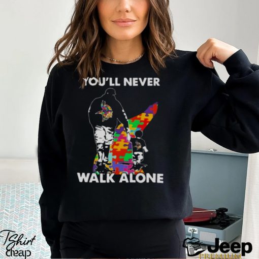 Minnesota Vikings You’ll Never Walk Alone Dad And Son Autism T Shirt