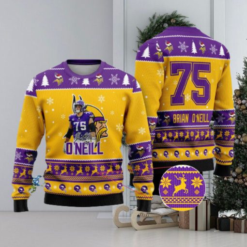 Minnesota Vikings – Brian O’Neill Custom Name And Number Ugly Christmas Sweater