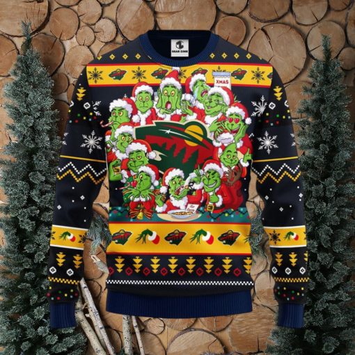 Minnesota Wild 12 Grinch Xmas Day Christmas Ugly Sweater