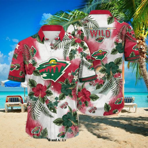 Minnesota Wild NHL Flower All Over Print Unisex Hawaiian Shirt