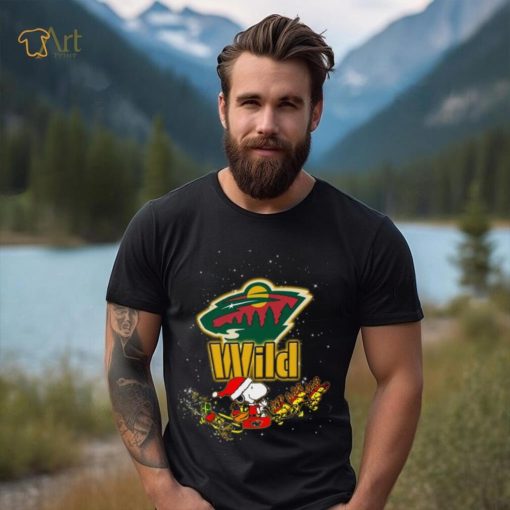 Minnesota Wild NHL Santa Snoopy and Woodstock Christmas T Shirt