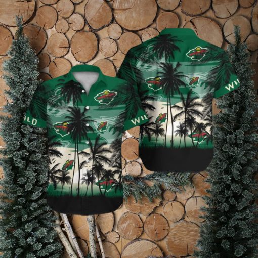 Minnesota Wild Short Sleeve Button Up Tropical Shirt Hawaiian Shirt