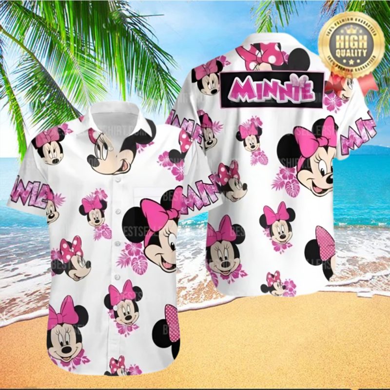 Minnie Mouse Disney Pink Floral Disney Hawaiian Shirt
