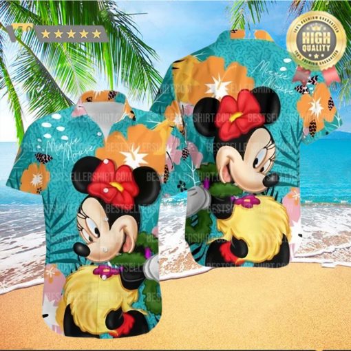 Minnie Mouse Green Orange Red Yellow Pattern Disney Hawaiian Shirt