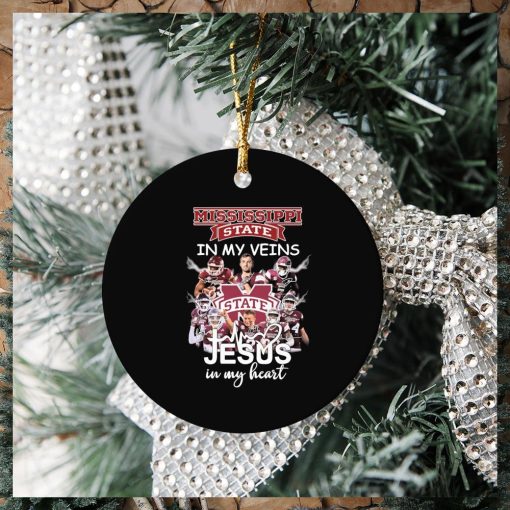 Mississippi State Bulldogs In My Veins Jesus In My Hearts Signatures Ornament Christmas