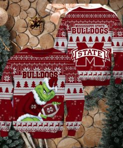 Mississippi State Bulldogs NCAA Grinch Hug Logo Ugly Christmas Sweater Special Christmas Gift For Fans