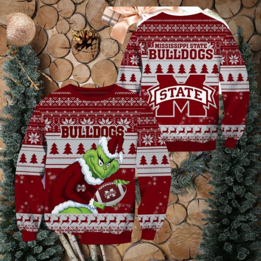 Mississippi State Bulldogs NCAA Grinch Hug Logo Ugly Christmas Sweater Special Christmas Gift For Fans