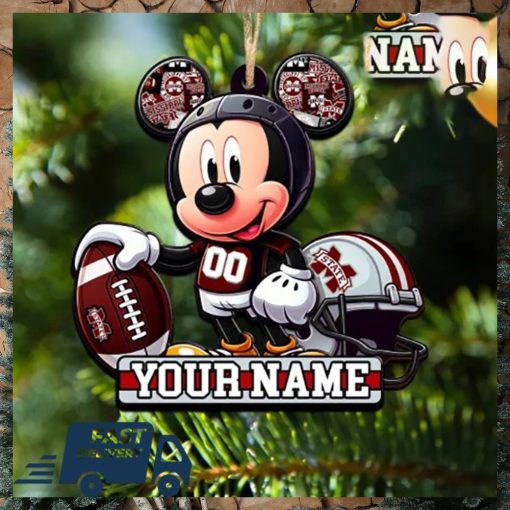 Mississippi State Bulldogs NCAA Mickey Mouse Christmas Tree Decorations Custom Name Xmas Ornament