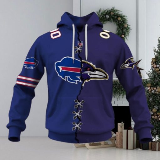 Mix 2 NFL Teams Buffalo Bills Vs Baltimore Ravens Hoodie