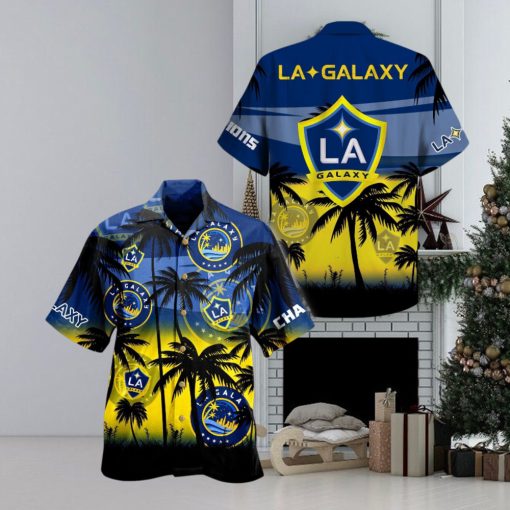 Mls La Galaxy Coconut Tree Beach Hawaiian Shirt