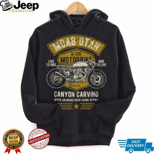 Moab Utah U 128 Retro Motorcycle Canyon Carving Design T Shirt