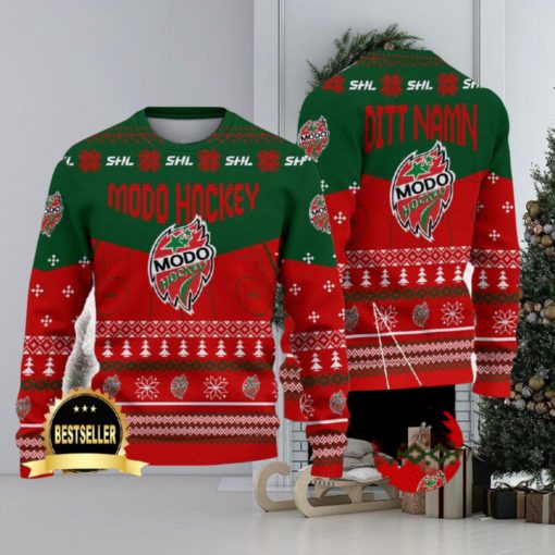 Modo Hockey Ugly Christmas Sweater Logo Custom Name Gift Fans