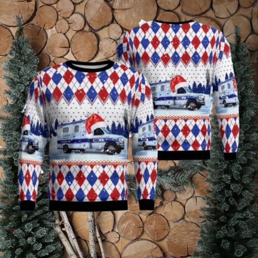 Monroe, Michigan, Monroe Community Ambulance Christmas Ugly Sweater 3D