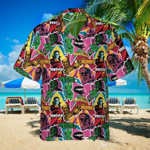 Monsters Pop Collage Universal Monsters Hawaiian Shirt