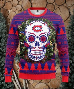 Montreal Canadians Skull Flower Ugly Christmas Ugly Sweater