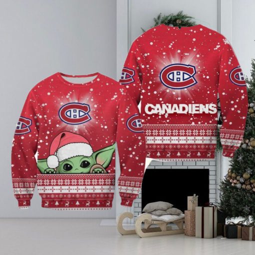 Montreal Canadiens Christmas Baby Yoda Sweater Best For Fans Gift Christmas