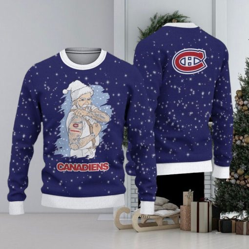 Montreal Canadiens Christmas Santa Claus Tattoo Ugly Sweater For Men Women