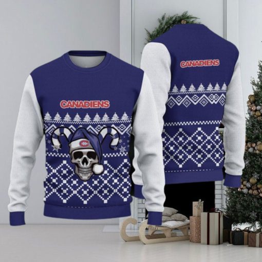 Montreal Canadiens Christmas Skull 3D Gingerbread Ugly Sweater Gifr For Fans