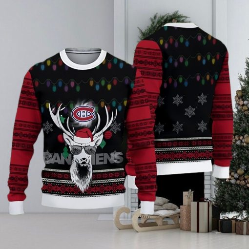 Montreal Canadiens Fans Reindeer Cookies Ugly Christmas Sweater