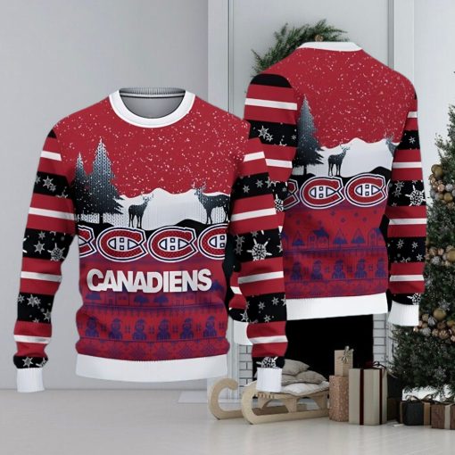 Montreal Canadiens Fans Reindeers Pattern Ugly Christmas Sweater Gift