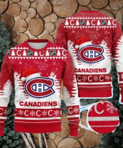 Montreal Canadiens Nhl Ice Hockey Christmas Santa Hat AOP Print 3D Ugly Sweater