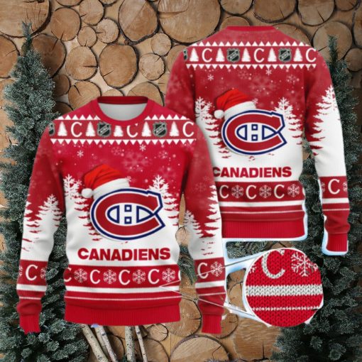 Montreal Canadiens Nhl Ice Hockey Christmas Santa Hat AOP Print 3D Ugly Sweater