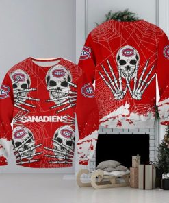 Montreal Canadiens Skull Hallowen Snow Halloween Ugly Sweater For Men And Women Gift Christmas