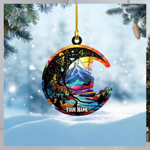 Moon And Climber Personalized Acrylic Ornament