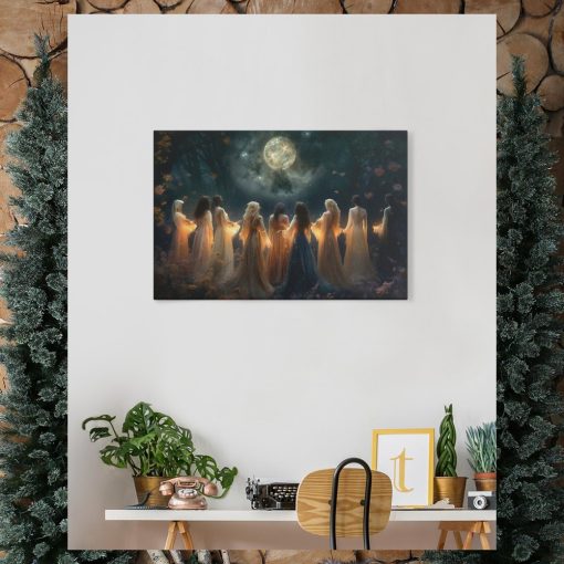 Moon Calling Magic Witchy Ritual Mythical Wall Art Print   Mystic Invocation Witch Halloween Poster Gift Gallery Wrapped Canvas Prints