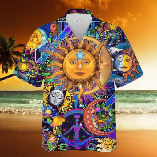 Moon Embracing The Sun Hippie Unisex 3D Full Printed Hawaiian Shirt Summer Gift For Men And Women