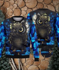 Moon Night Owl For Owl Lovers 3D Full Print Ugly Sweater Christmas Gift Sweater