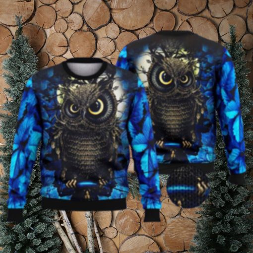 Moon Night Owl For Owl Lovers 3D Full Print Ugly Sweater Christmas Gift Sweater