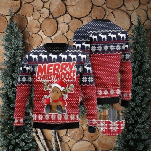 Moose Merry Ugly Christmas Sweater Style Gift For Men And Women