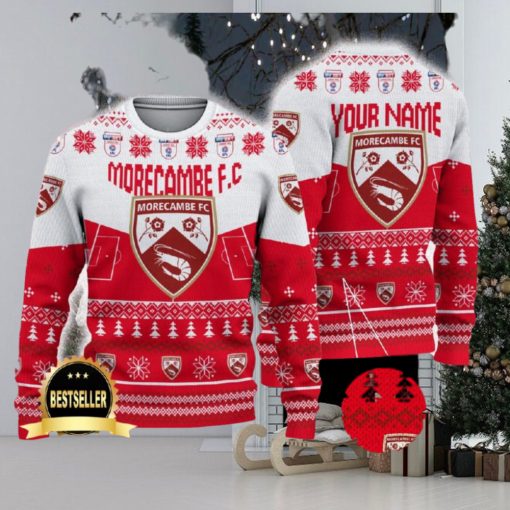 Morecambe FC Ugly Christmas Sweater Logo Custom Name Gift Fans