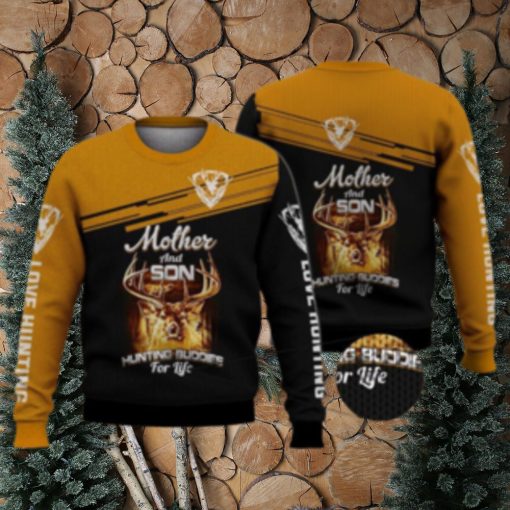 Mother And Son Huntting Buddies For Life Deer 3D Full Print Ugly Sweater Christmas Gift Sweater