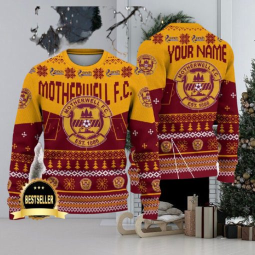 Motherwell FC Ugly Christmas Sweater Logo Custom Name Gift Fans