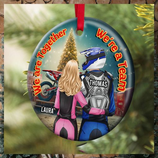 Motocross Couple We’re Together We’re A Team, Personalized Ornament, Gifts For Couple