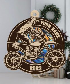 Motocross Racing Personalized Suncatcher Ornament